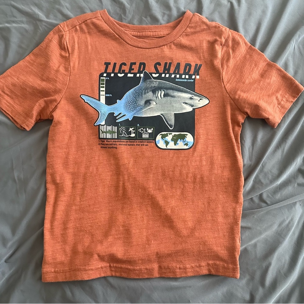 🔴 3/$10 Kids Tiger Shark Graphic Tee